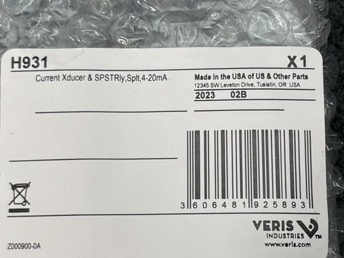 Veris Industries H931 Split-Core Current Transducer w/ Relay, 4-20mA Output