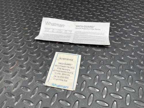 Lot of 8 Whatman Vacu-Guard In Line Filter, PTFE Membrane, 50mm Diameter, Sealed
