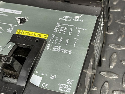 Square D FA34030 Circuit Breaker, 3 Pole, 480 V, 30 Amp