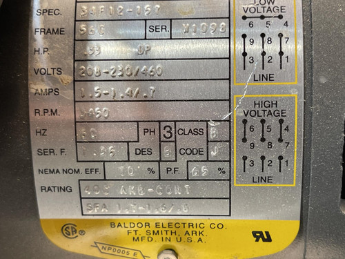 American Fan AF-8 w/ Baldor 1/2HP 3450 RPM Regenerative Blower