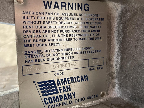 American Fan AF-8 w/ Baldor 1/2HP 3450 RPM Regenerative Blower