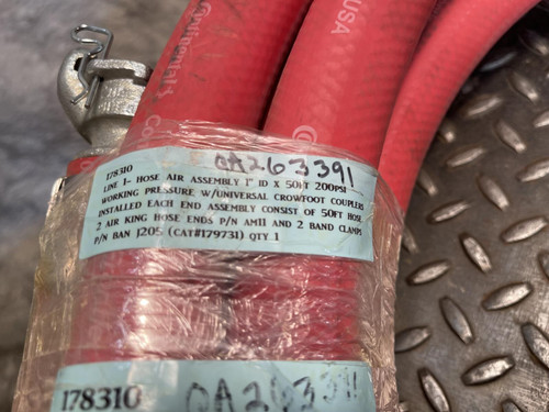 Continental 1" x 50' Compressed Air Hose 200 PSI, w/ Air King AMII Fittings