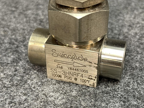 Swagelok SS-3HNRF4-G Needle Valve, Regulating Stem, SS 0.35 Cv, 1/4 in. FNPT