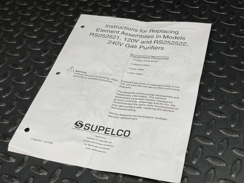 Supelco Replacement Element for RS252521 & RS252522 Gas Purifiers -Unused