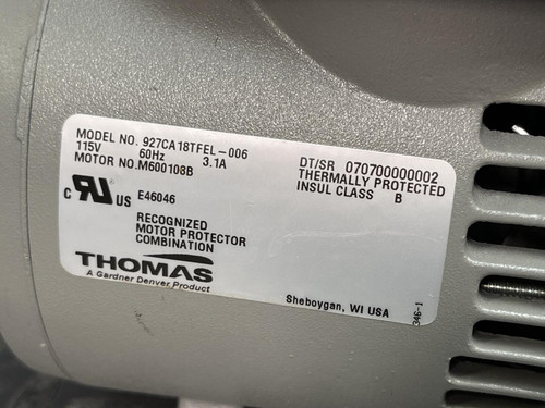 Thomas 927CA18 Compressor/Vacuum Pump 927CA18TFEL-006