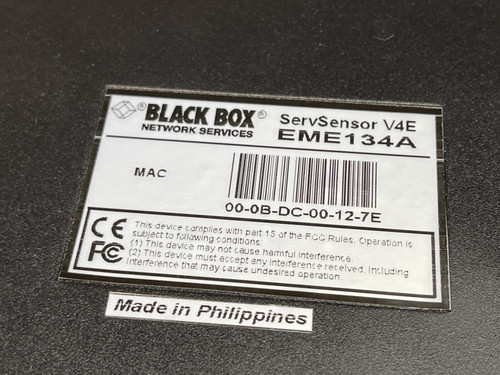 Black Box ServSensor V4E, no AC Adapter