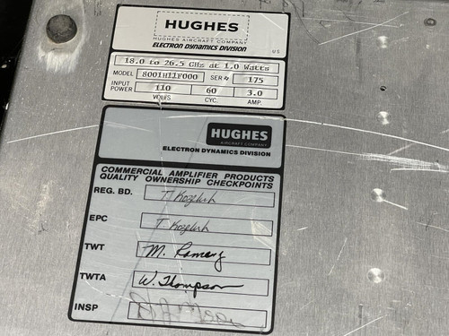 Hughes 8001H Traveling Wave Tube Amplifier, 8001H11F000