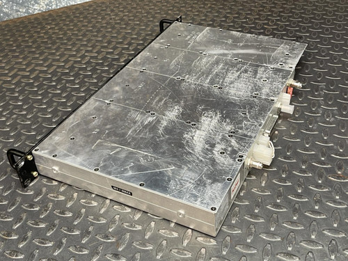 Rear angled view of the Kenwood Radio TKR-840-3 revealing the various connectors and scratched casing.