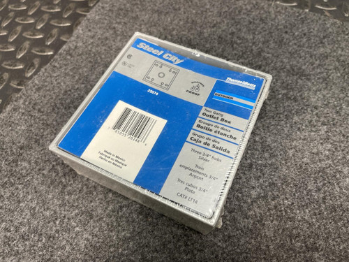 Thomas & Betts LT14 Steel City Two Gang Outlet Box, 3/4" Hubs, Silver -Unused Thomas & Betts