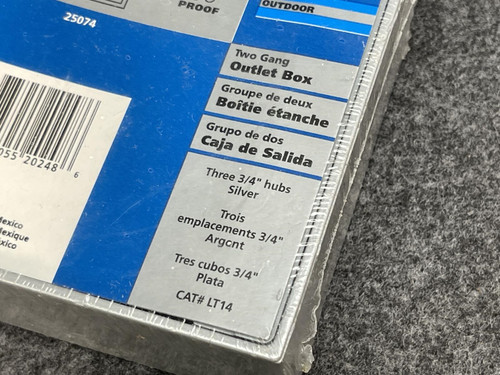 Thomas & Betts LT14 Steel City Two Gang Outlet Box, 3/4" Hubs, Silver -Unused