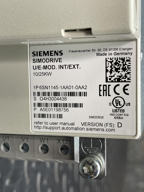 Siemens 1P6SN114-1AA01-0AA2 Simodrive 611 Infeed Module 10/25 KW