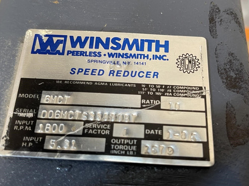 Winsmith 6MCT Speed Reducer 10:1 - Unused
