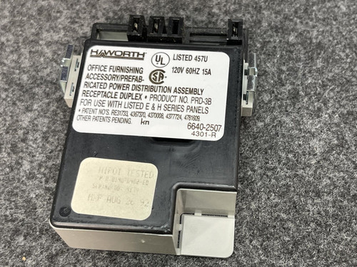 Box of 6 Haworth Duplex Cubicle Receptacles 8190-0402-E0, Gray, -Unused