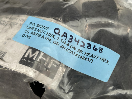Lot of 8, Structural 2H Heavy Hex Nut 1-1/4-6 Coarse Thread ASTM A194 Grade 2H