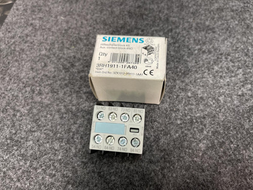 Siemens 3RH1911-1FA40 Auxiliary Contact Block - Unused Siemens 3RH1911-1FA40