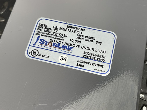 StarLine Busway Tap Box - CB225GE12-L620-4 - 208Y/120 20A