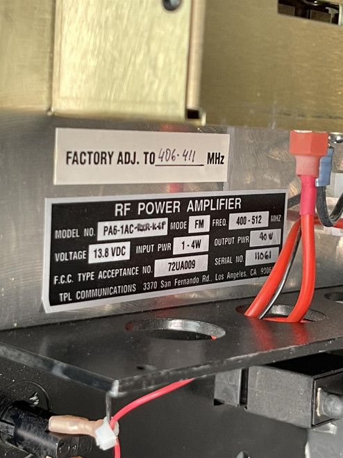 TPL Communications PA6-1AC-RXR Series RF Power Amplifier 400-512 Mhz 40 Watts
