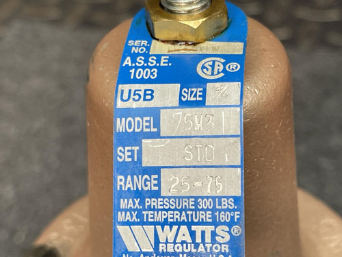 Watts Regulator Co. 3/4 inch U5B, 5M3 Water Reducing Valve and Strainer -Unused