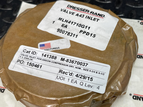 Dresser-Rand Ingersoll-Rand MLH41710G11 Argon Compressor Valve Inlet A43 -Unused