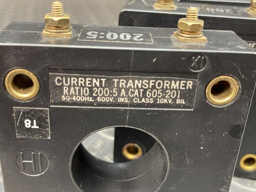 Lot of 3, EIL/E.I.L. 605-201 Ratio Current Transformer 200:5 600 VAC 10 KV BIL