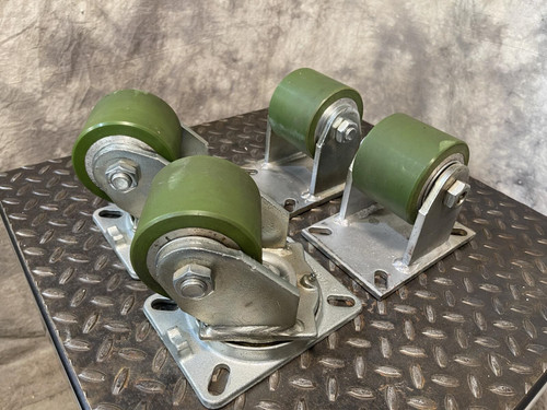 Set of 4 Albion Casters Heavy Duty 3" Wide 4" Wheels AT9000001 Mount Plate