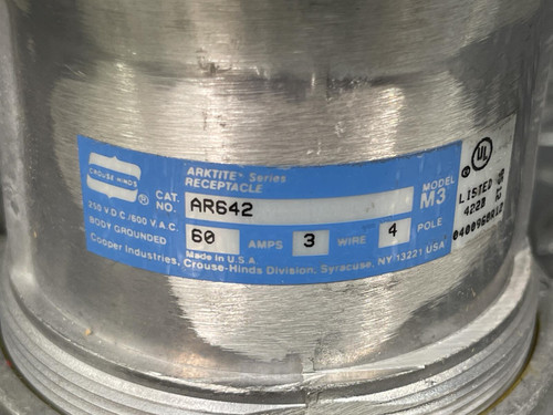 Eaton Crouse-Hinds AR Receptacle, 60A, 3W, 4P, 600V