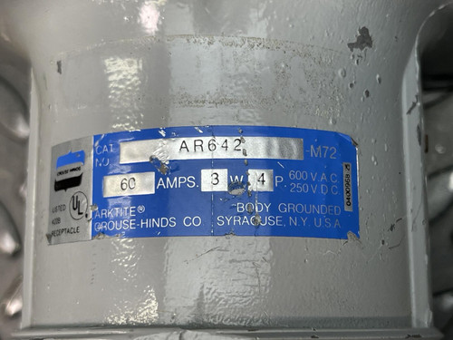 Crouse-Hinds AR642 60A ARKTITE M3 Receptacle 600VAC 250VDC 3W 4P