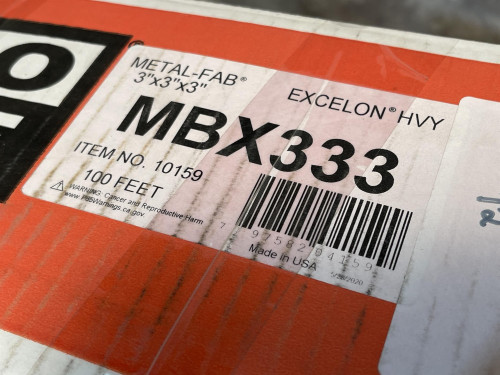 DuroDyne MBX333 Flexible Duct Connector 3"x3"x3", 100 Ft, - Unused