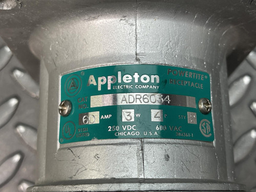 Appleton ADR6034 Receptacle, 60 Amp, 4-Pole, 3-Wire Pin & Sleeve