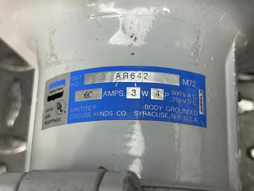 Crouse-Hinds AR642 ARKTITE 60A M3 600VAC 250VDC 3W 4P Receptacle