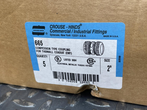 10 - Crouse Hinds 665 2" Compression Coupling for Thin-wall Conduit EMT