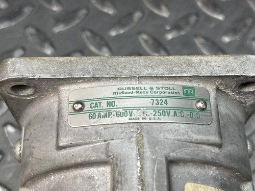 Russell & Stoll 7324 Receptacle w/ Angle Box 60A 600v 4W 3P Missing Cap