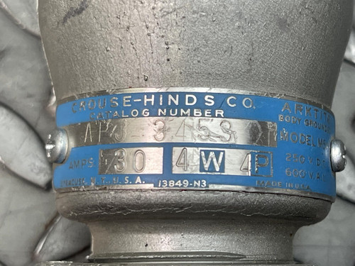 Crouse Hinds Arktite APJ3453 600V 30A 4W 4P Pin & Sleeve Plug