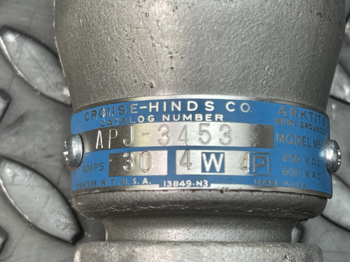 Lot of 2, Crouse Hinds APJ3453 Arktite 600V 30A 4W 4P Pin & Sleeve Plug