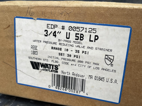 Watts Regulator Co. 3/4 inch U5B, 5M3 Water Reducing Valve and Strainer - Unused