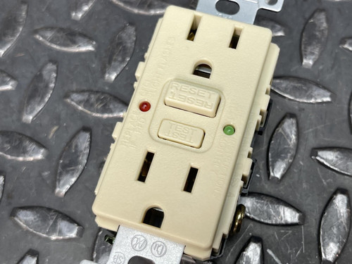 Lot of 3 Hubbell GFST15I Commercial Self Test GFCI Outlets, Ivory - Unused