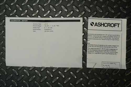 Ashcroft Model XLDP Differential Pressure Transmitter Range +/- 0.25"WC