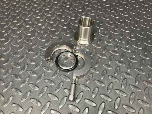 Lot of 2, Adapter KF-40 to 1.5" Hose SS Metal KF40, w/ Center Ring, Hinge Clamp