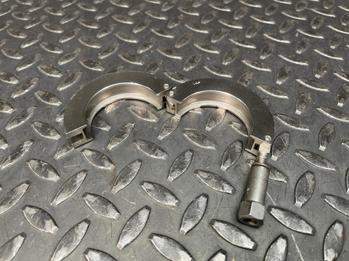 Lot of 2, Adapter KF-40 to 1.5" Hose SS Metal KF40, w/ Center Ring, Hinge Clamp