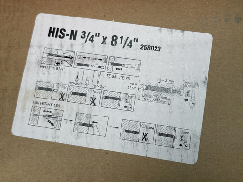 2 Boxes of 5 Hilti Internal Thread Anchors HIS-N 3/4" x 8-1/4" 258023 - Unused