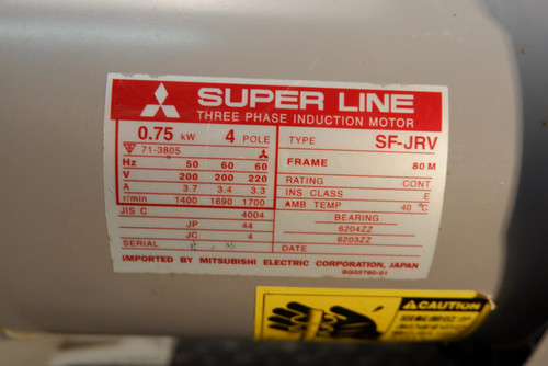 MGW407 Magnet Pump 5 L/M, Mitsubishi Super Line 3 Phase Induction Motor SF-JRV