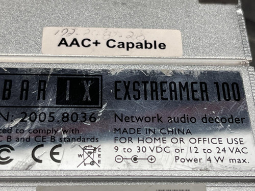 Barix Exstreamer 100 Network Audio Decoder 2005.8036