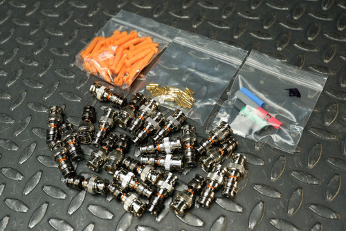 Lot of 24, F-Conn CM-RGB26-BNC Connector for 26AWG Coax New / Unused F-Conn CM-RGB26-BNC