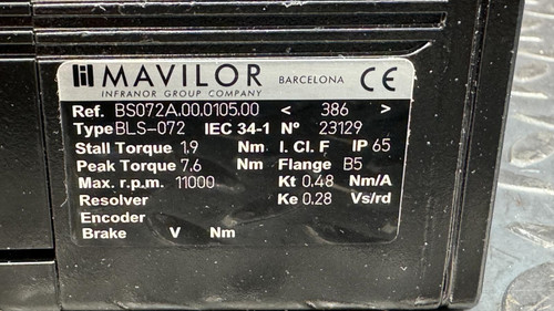Mavilor BLS-072 Brushless Servo Motor, BS072A.00.0105.00, 11000 RPM