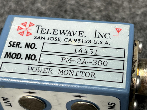 Telewave PM-2A-300 RF Power Monitor 200-400 MHz, 5-1000W
