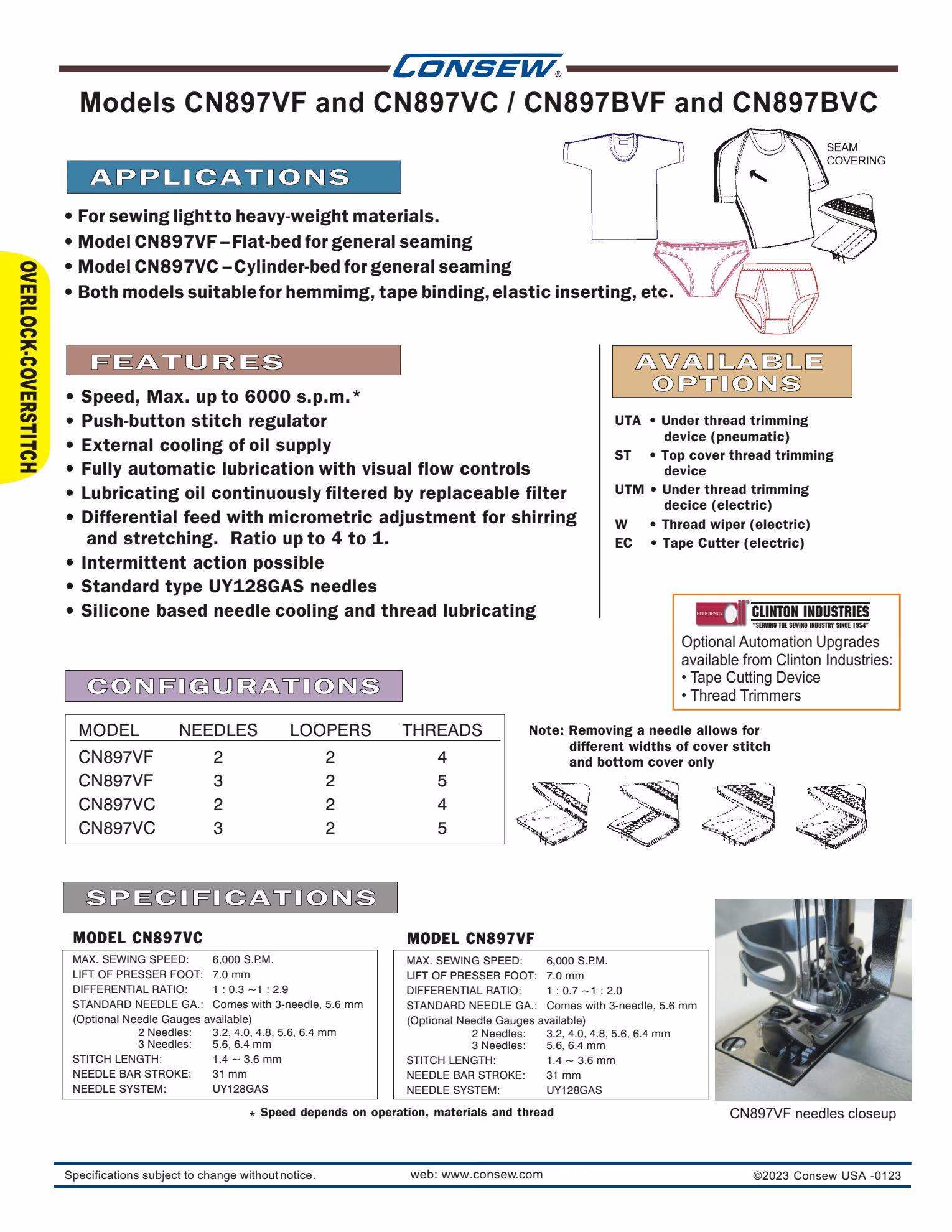 Consew CN897VF High-Speed Flat-Bed Coverstitch Machine with Table and Servo Motor Brochure Page 2