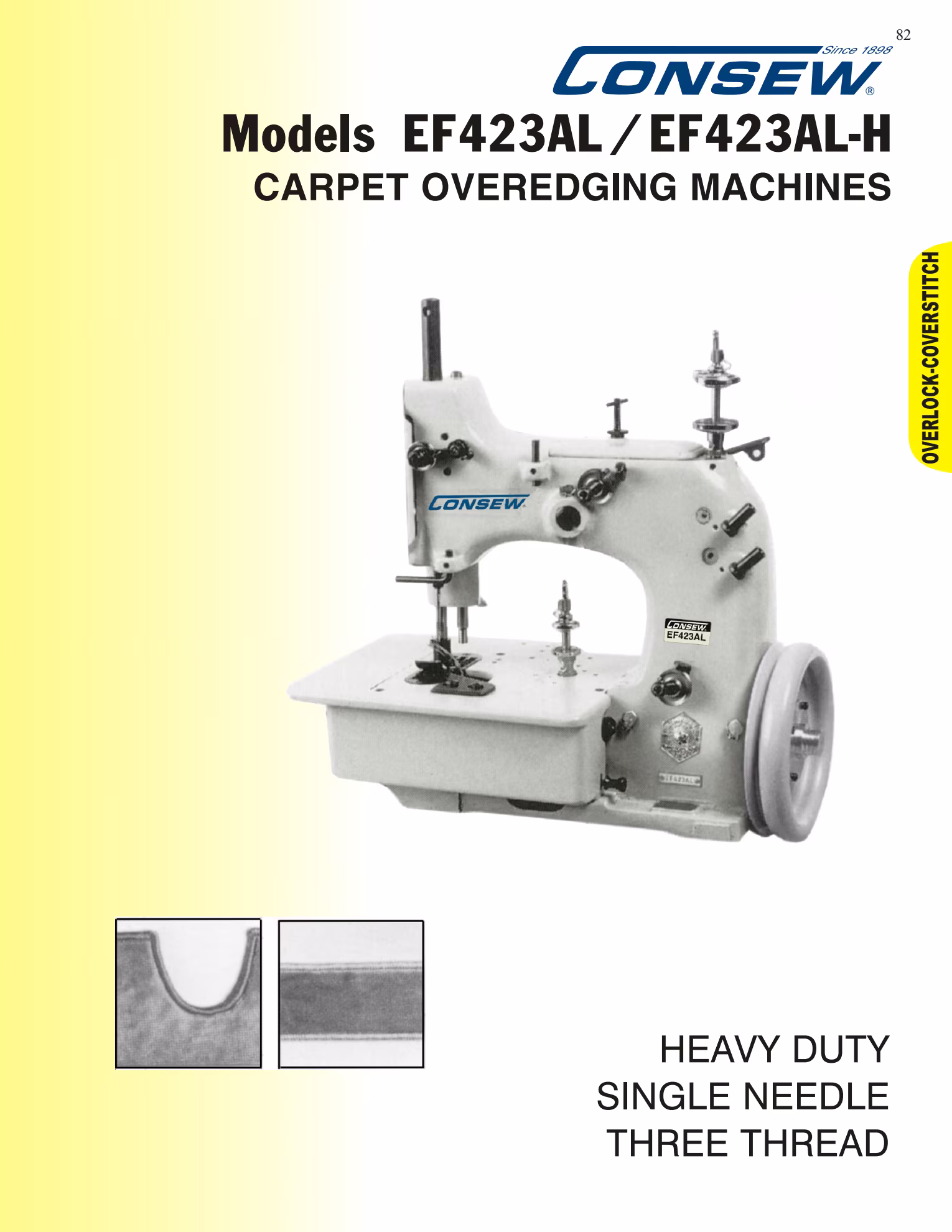 Consew EF423AL-H Single Needle Heavy Duty Overedging Machine with Table and Servo Motor Brochure Page 1