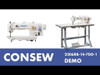  Consew 2206RB-14-7-DD-1 Single Needle Direct Drive Compound Walking Foot Sewing Machine with Complete Tabling 