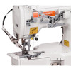 Siruba C007KP-W122-364-CH-CLA 3 Needle Cylinder Bed Coverstitch Industrial Sewing Machine Complete Unit with Table and Servo Motor 