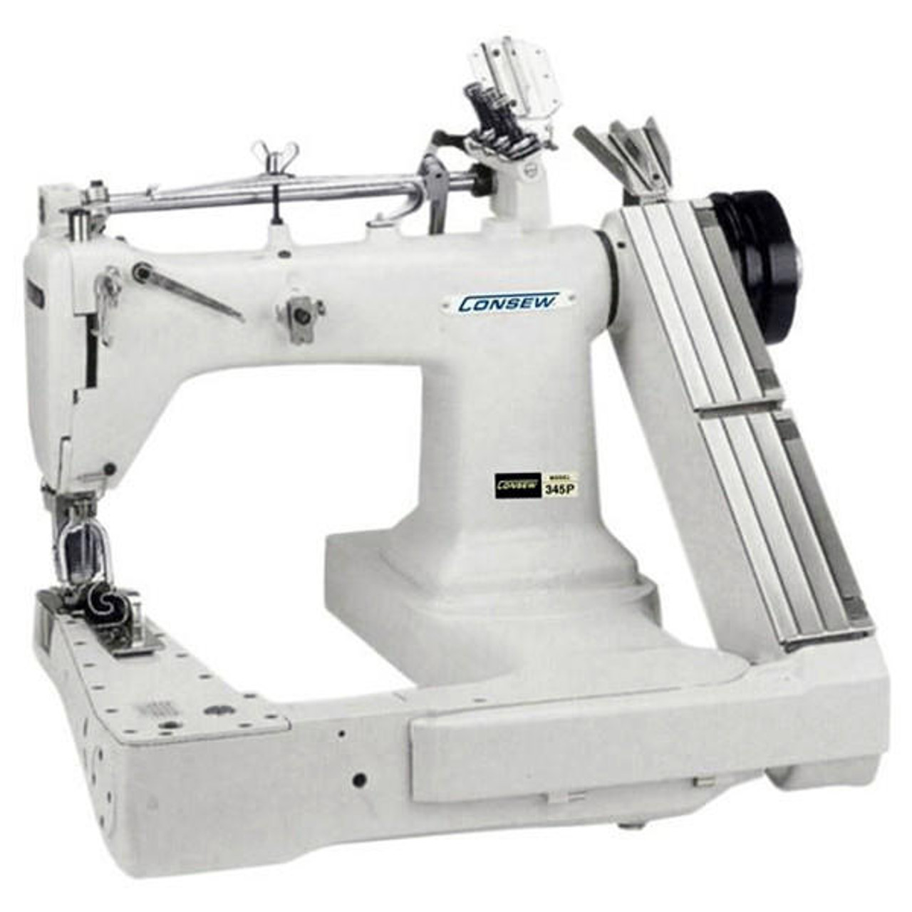 Consew 345-3 Double Chainstitch Feed-Off-The-Arm Lap Seam Felling Sewing  Machine with Space Saver Table and Servo Motor